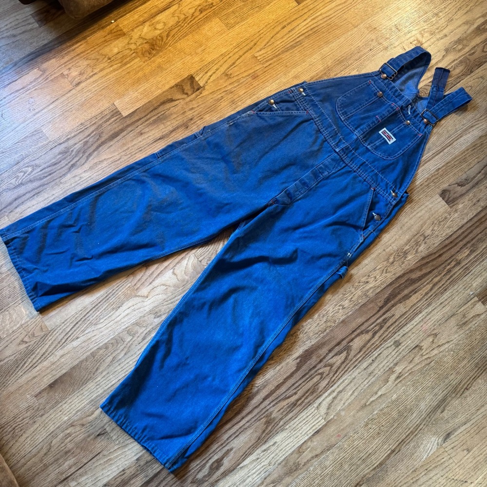 Vintage Big Mac Denim Overalls Blue Workwear Bibs Made in USA RN16119